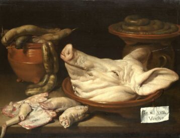 Monogrammist JVR: Still Life with Pig's Head, Trotters and Sausage